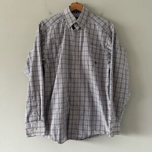 Ariat Pro Series Button Down‎ Mens Small Plaid Western Cowboy Farm Rodeo Shirt